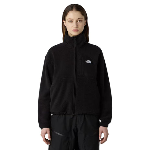Felpa Donna in pile Yumiori, con collo alto e ricamo logo